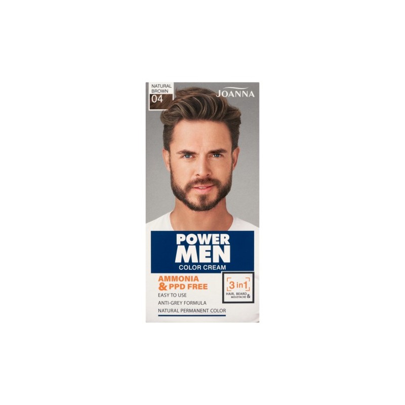 Joanna Power Men 3-in-1 Hair Color Cream 04 Natural Brown