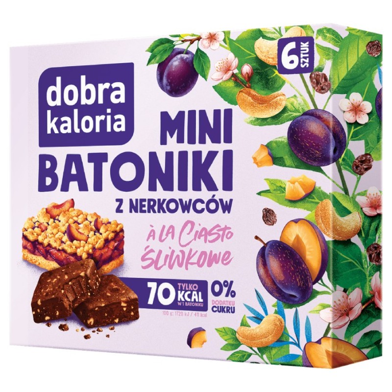 Mini batoniki A'la Kruche Ciasto ze Śliwką BEZ CUKRU 6x17g Dobra Kaloria