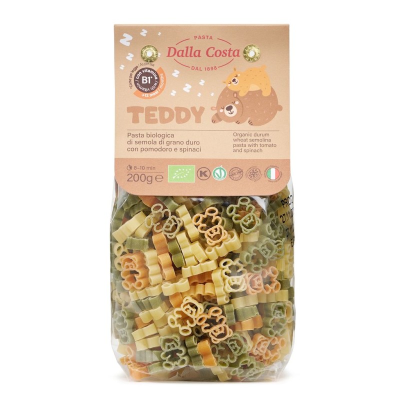 Makaron (Semolinowy Trójkolorowy) Misie BIO 200g Dalla Costa