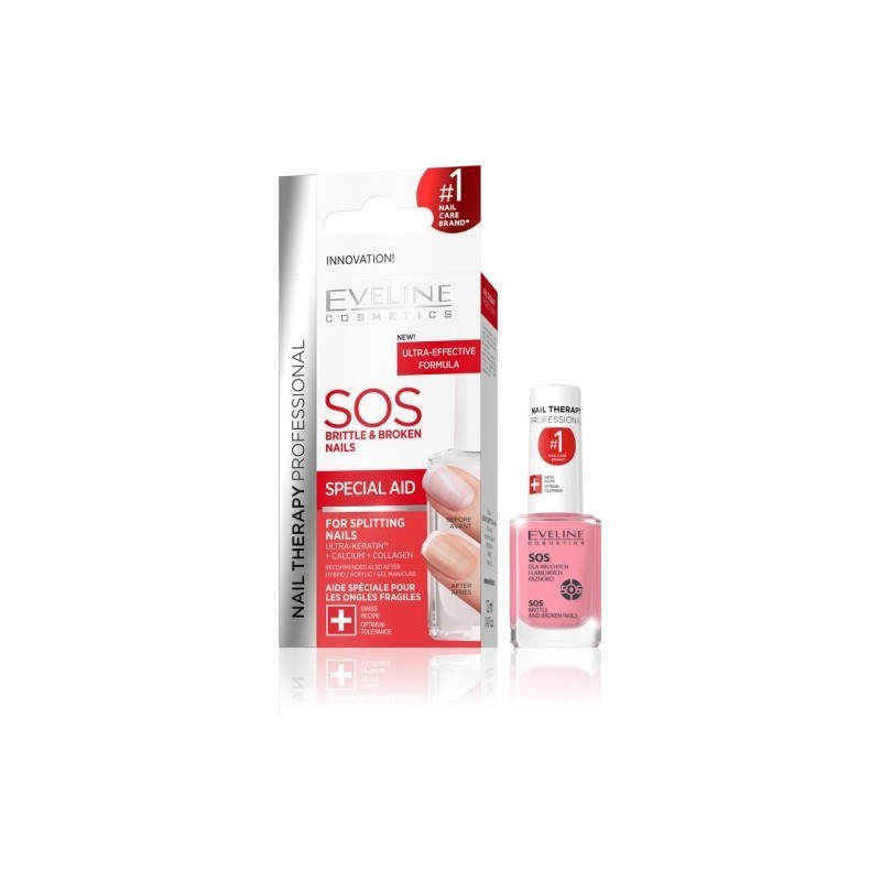 Eveline Nail Therapy Sos Brittle And Broken Nails  With Calcium And Collagen, 12ml