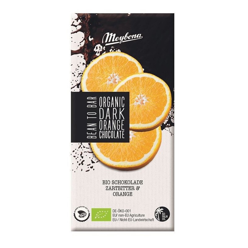 Organic Dark Chocolate With Crispy Orange Bits 100 g Meybona
