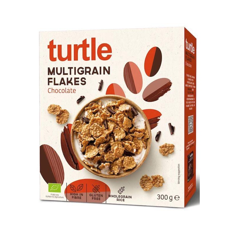 Organic multigrain flakes with chocolate shavings gluten-free 300g Turtle