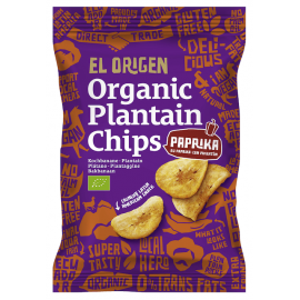 Chipsy z plantana paprykowe bezglutenowe BIO 80 g  EL ORIGEN