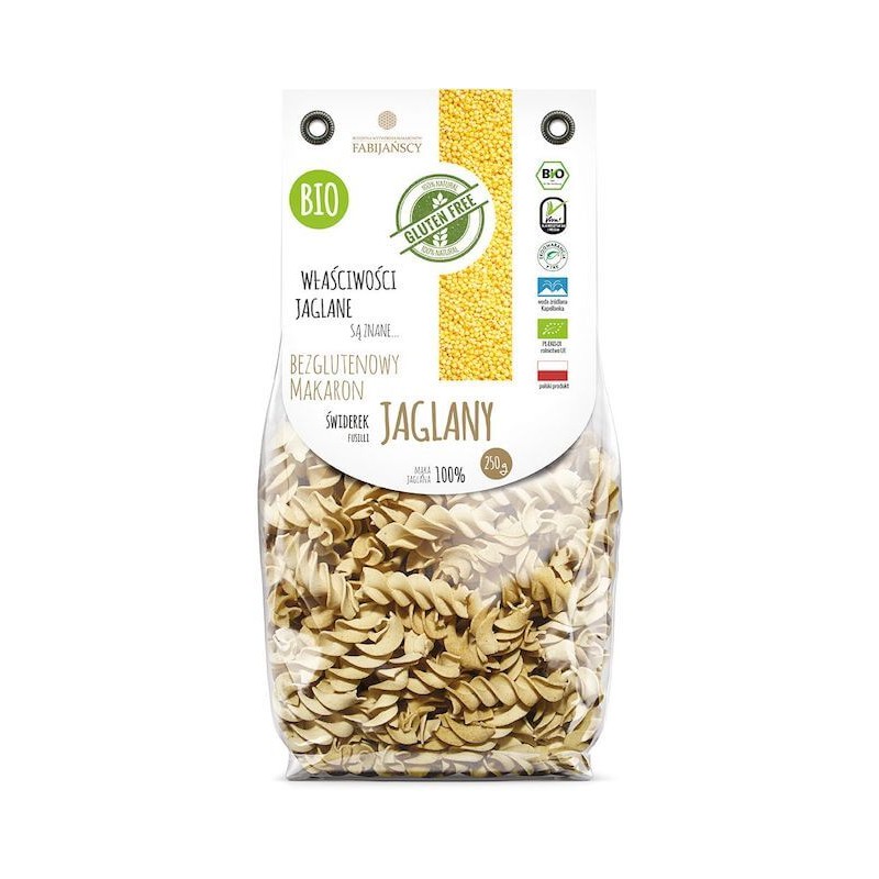 Makaron jaglany świderek fusilli bezglutenowy BIO 250g  Fabijańscy