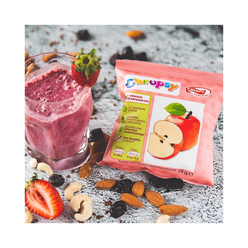 Dried Apples With Strawberry Juice 18g Crispy Natural