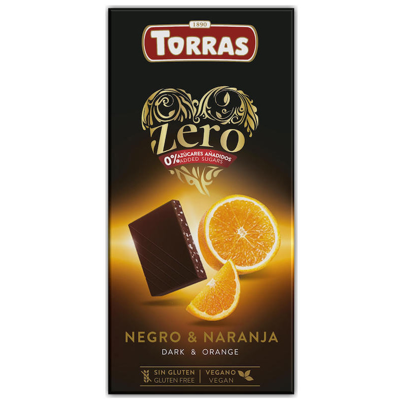 Sugar Free Dark Chocolate with Orange ZERO 125 g Torras