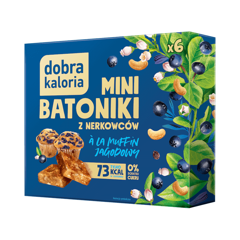 Mini batoniki A'la muffin jagodowy BEZ CUKRU 6 x 17g Dobra Kaloria