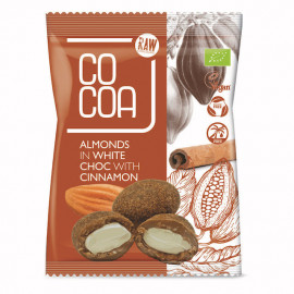 Organic Almonds In White Chocolate With Cinnamon 70g Cocoa