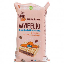 Wegańskie Wafelki z kremem kakaowo-orzechowym Bez Cukru BIO 120g Super Fudgio
