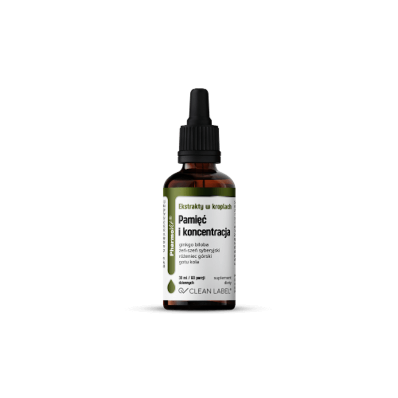 Gluten-Free Vegan Extracts In Drops For Memory & Concentration 30ml Pharmovit (Clean Label)