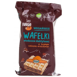 Wegańskie Wafelki z kremem kakaowo - orzechowym słodzone daktylami BIO 120g Super Fudgio