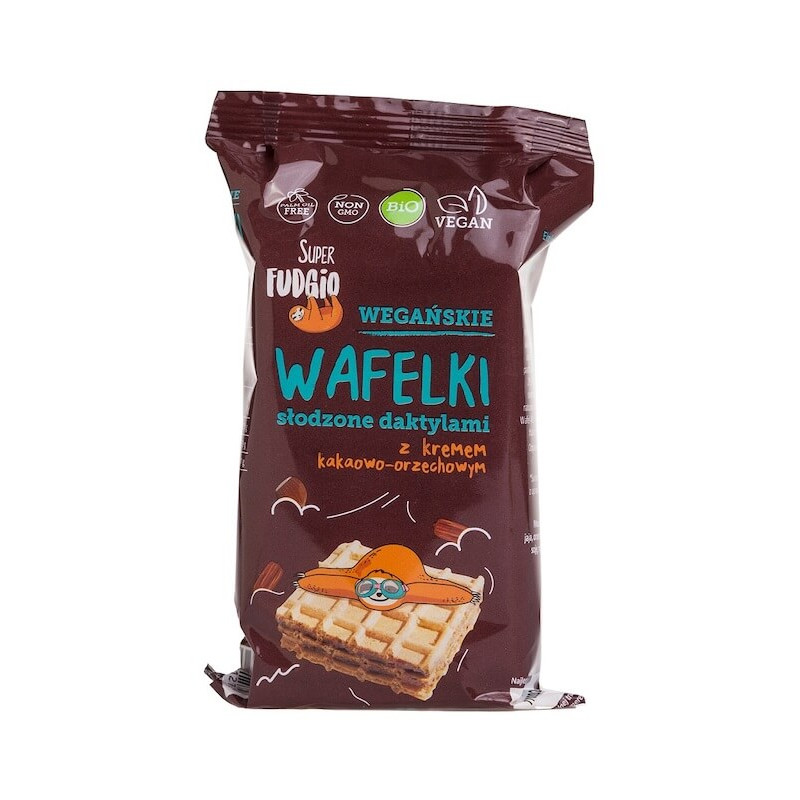 Organic Vegan Wafers With Cocoa-Nut Filling Sweetened Dates No Sugar 120g Super Fudgio