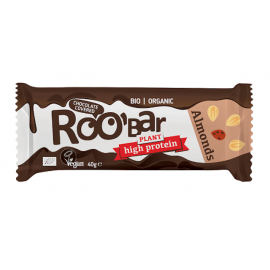 Roo'bar Baton proteinowy z migdałami w polewie z gorzkiej czekolady BEZGLUTENOWY BIO 40g Smart Organic
