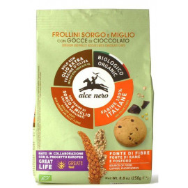 Organic Sorghum & Millet Cookies with Chocolate chips & Virgin Oil (14,5%) 250g Alce Nero