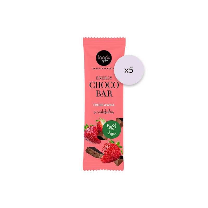 Zestaw Energy Choco Bar Baton Truskawka w czekoladzie 5 x 35g Foods by Ann