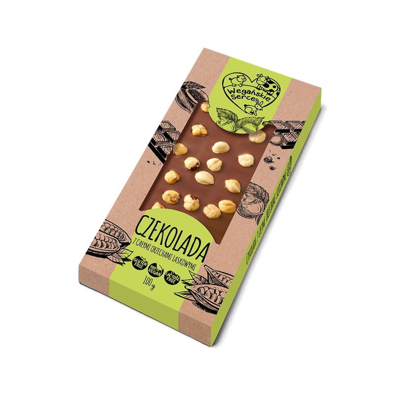 Vegan Chocolate With Hazelnut Based On Rice Drink 100 g Wegańskie Serce