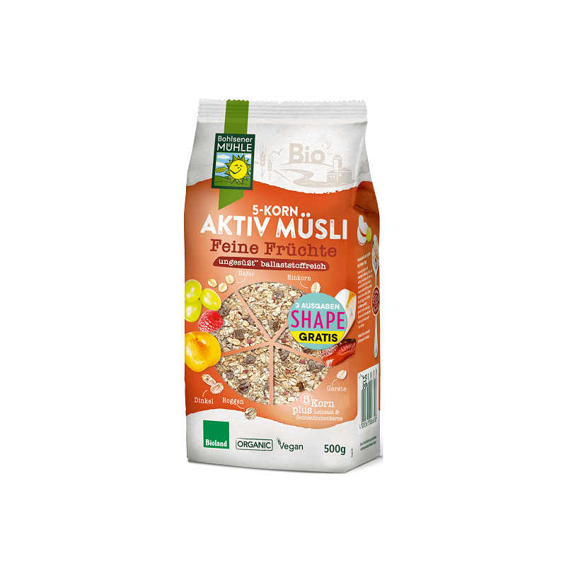 Organic 5-Grains Muesli With Fruits No Sugar Added 500g Bohlsener Muehle