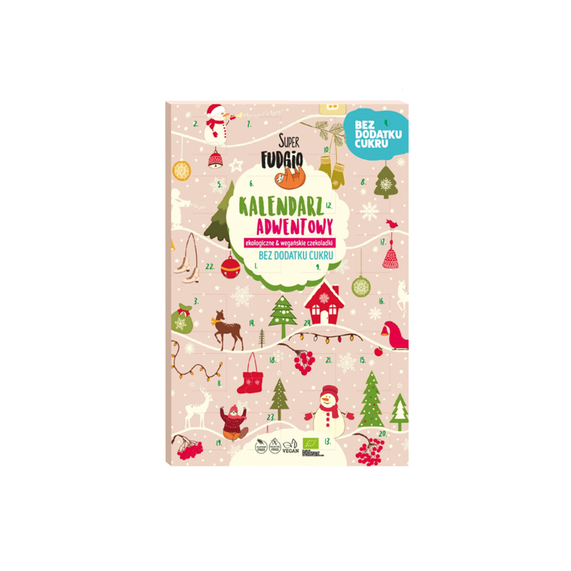 Organic Advent Calendar Gluten-Free Coconut Chocolate No Sugar 100g Super Fudgio