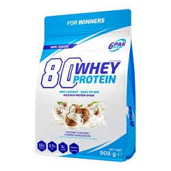 Białko 80 Whey Protein Odżywka Białkowa o Smaku Kokosowym 908g 6PAK