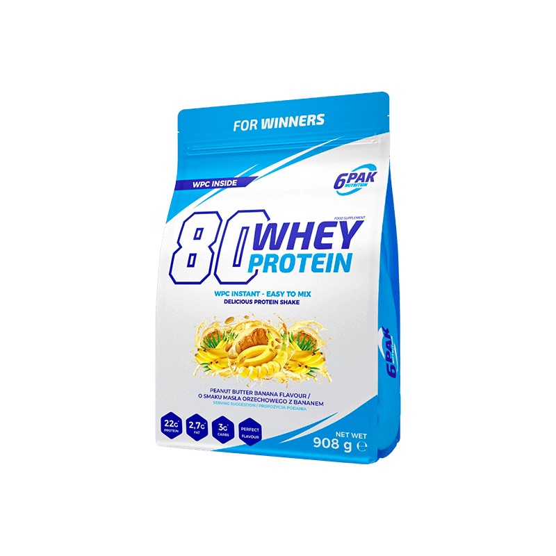 Whey 80 Protein Supplement PEANUT BUTTER & BANANA Flavour 908g 6PAK