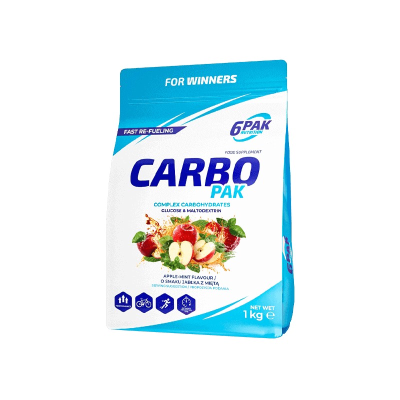 Carbo PAK Carbohydrates in Powder with APPLE & MINT Flavor 1000g 6PAK