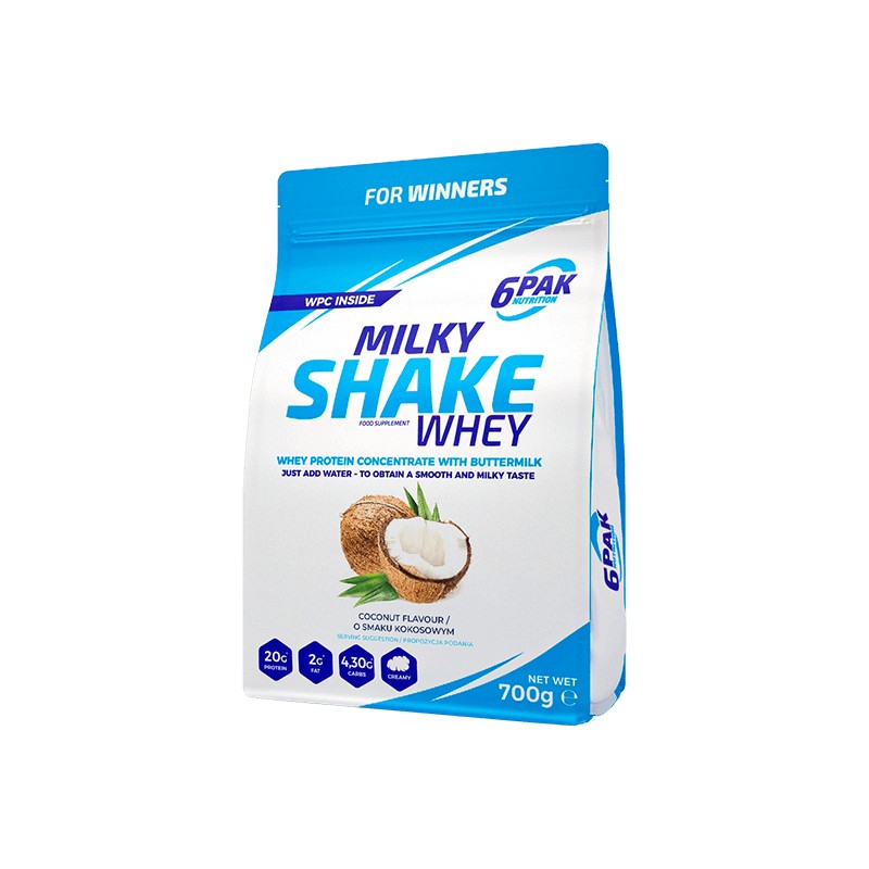 Odżywka Białkowa Milky Shake Whey Suplement Diety o Smaku Kokosowym 700g 6PAK