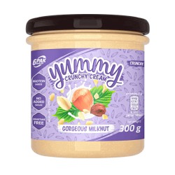 Yummy Crunchy Cream Mleczny Krem Orzechowy Bez Dodatku Cukru 300g 6PAK