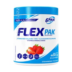 FLEX PAK (Collagen, MSM, Glucosamine Sulphate) Strawberry Flavour 400g 6PAK
