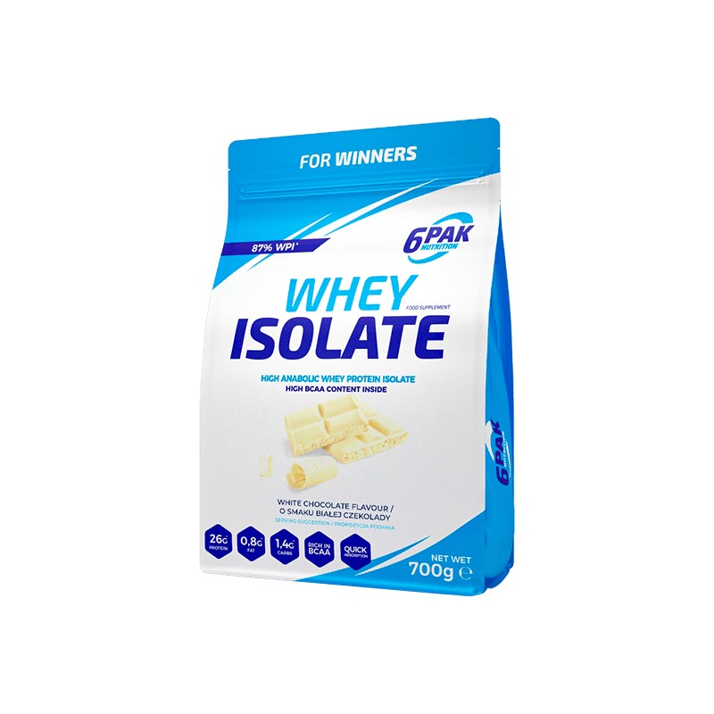 Whey Isolate Odżywka Wysokobiałkowa o Smaku Białej Czekolady 700g 6PAK