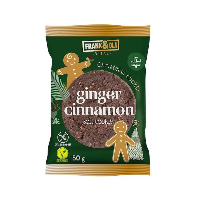 Ginger Cinnamon Christmas Cookie Soft Gingerbread Cookie Sugar Free Vegan 50g Frank & Oli