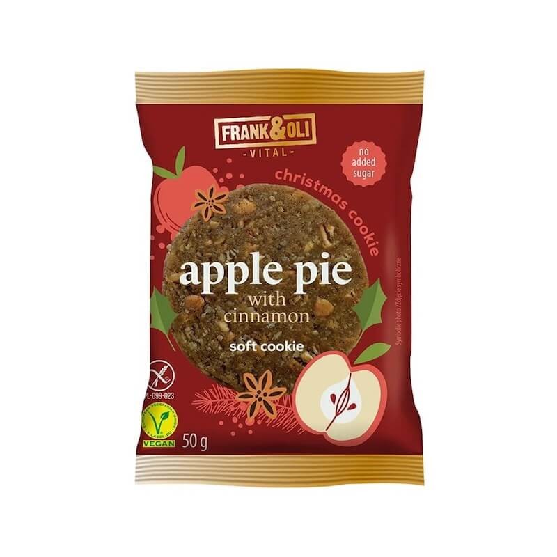 Apple Pie & Cinnamon Christmas Cookie Miękkie Ciasteczko Szarlotkowe Bez Cukru Wegańskie 50g Frank & Oli