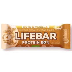 Organic Gluten-Free Protein Bar Nuts & Vanilla No Sugar 47g Lifefood