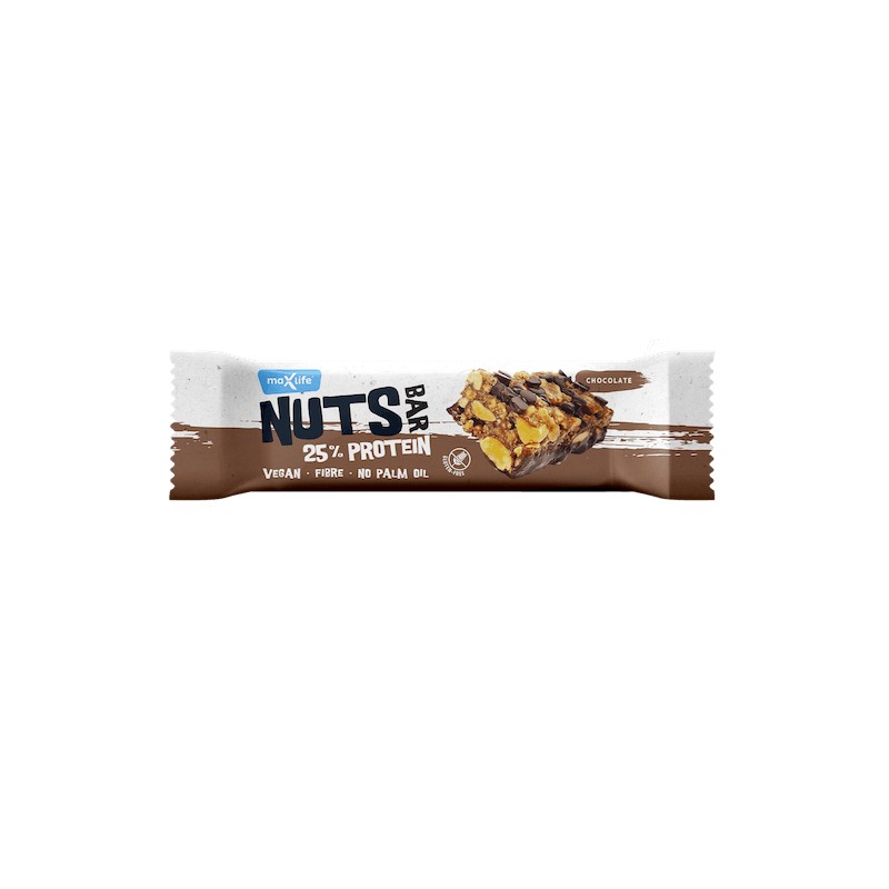 Gluten-Free Vegan Protein 25% Bar Nuts In Dark Chocolate 40g Maxsport