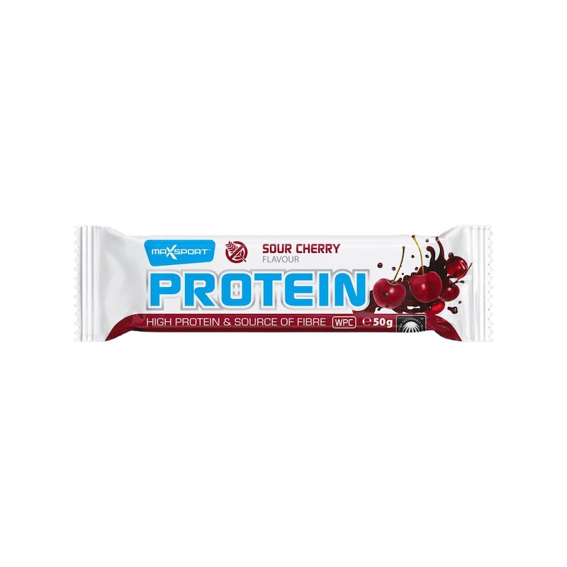 Baton Proteinowy WPC O Smaku Wiśniowym W Polewie Kakaowej Bezglutenowy 50g Maxsport