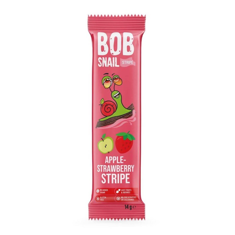 Gluten-Free Fruit Stripe Apple - Strawberry No Sugar 14g Bob Snail