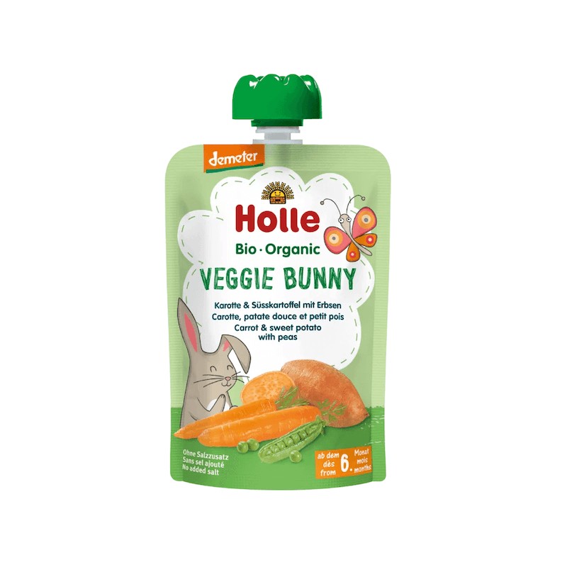 Organic Puree VEGGIE BUNNY Carrot, Sweet Potato, Peas From 6 Months No Sugar 100g Holle