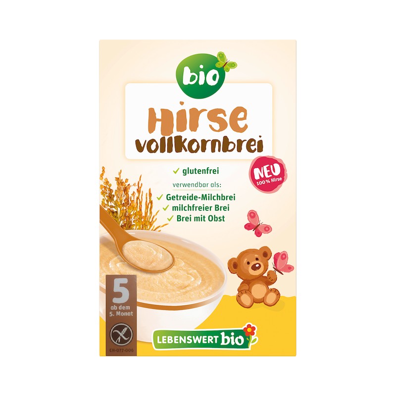 Organic Gluten-Free Wholegrain Millet Porridge After 5 Month 225g Lebenswert Holle