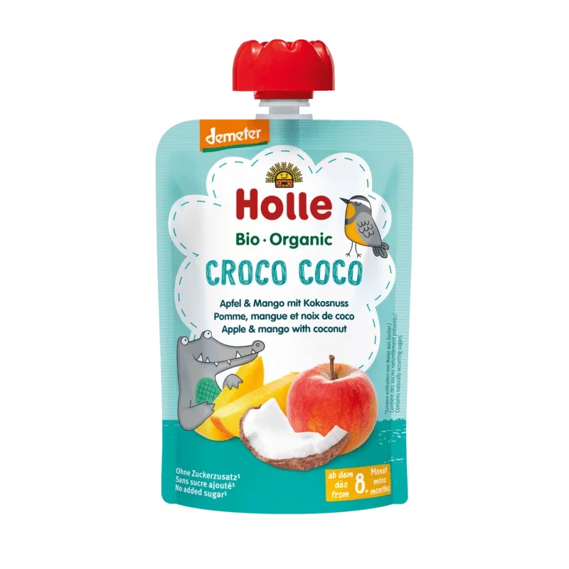 Organic Puree CROCO COCO Apple, Mango & Coconut From 8 Months No Sugar 100g Holle