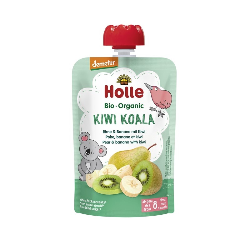 Organic Puree KIWI KOALA Pear, Banana & Kiwi From 8 Months No Sugar 100g Holle