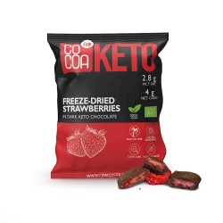 Organic Vegan KETO Freeze-Dried Strawberries in Dark Chocolate No Sugar  40g Cocoa