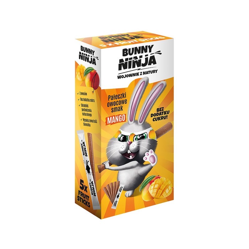 Przekąska Owocowa Pałeczki Mango Bez Dodatku Cukru Bez Glutenu 15g Bunny Ninja