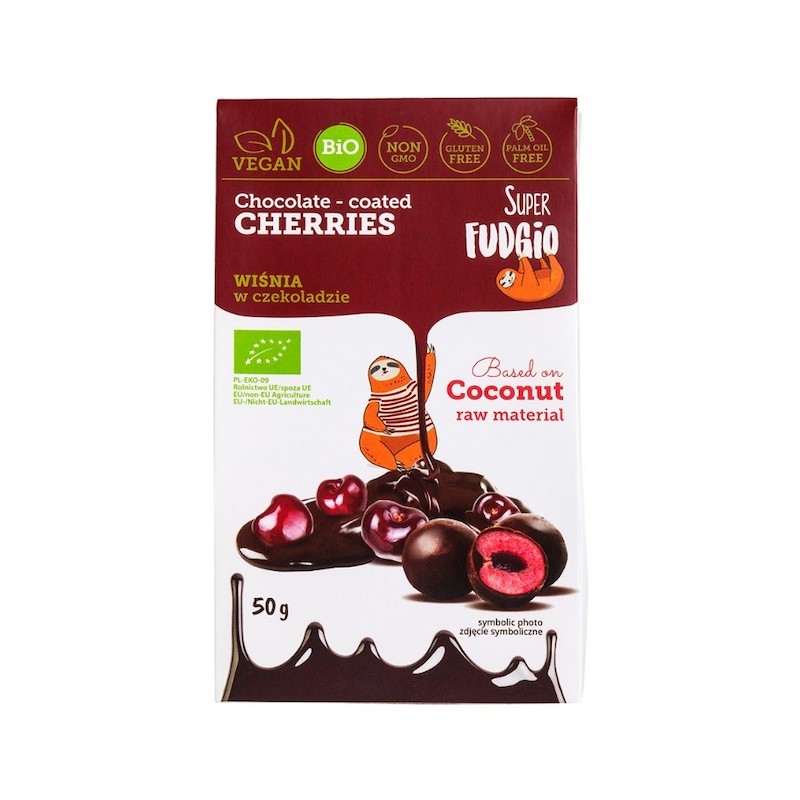 Organic Gluten-Free Freeze Dried Cherries Chocolate Coated 50g Super Fudgio