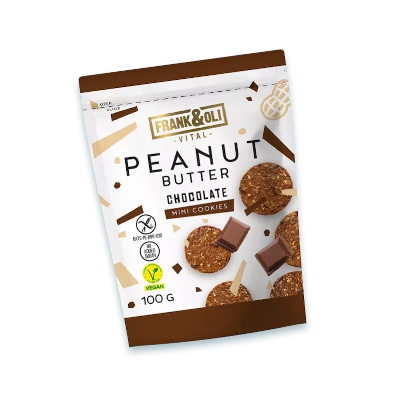 Vegan Cookies with Peanut and Chocolate Gluten-Free, No Added Sugar, 100g Frank & Oli