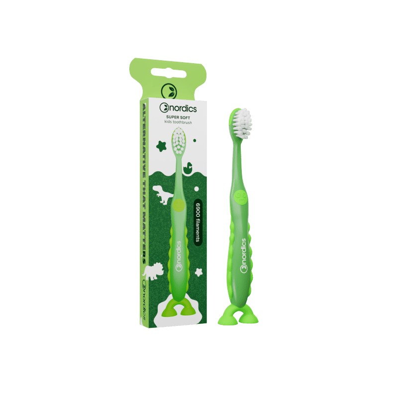 Children's Toothbrush 6900 Super Soft Green Dinosaur Nordics