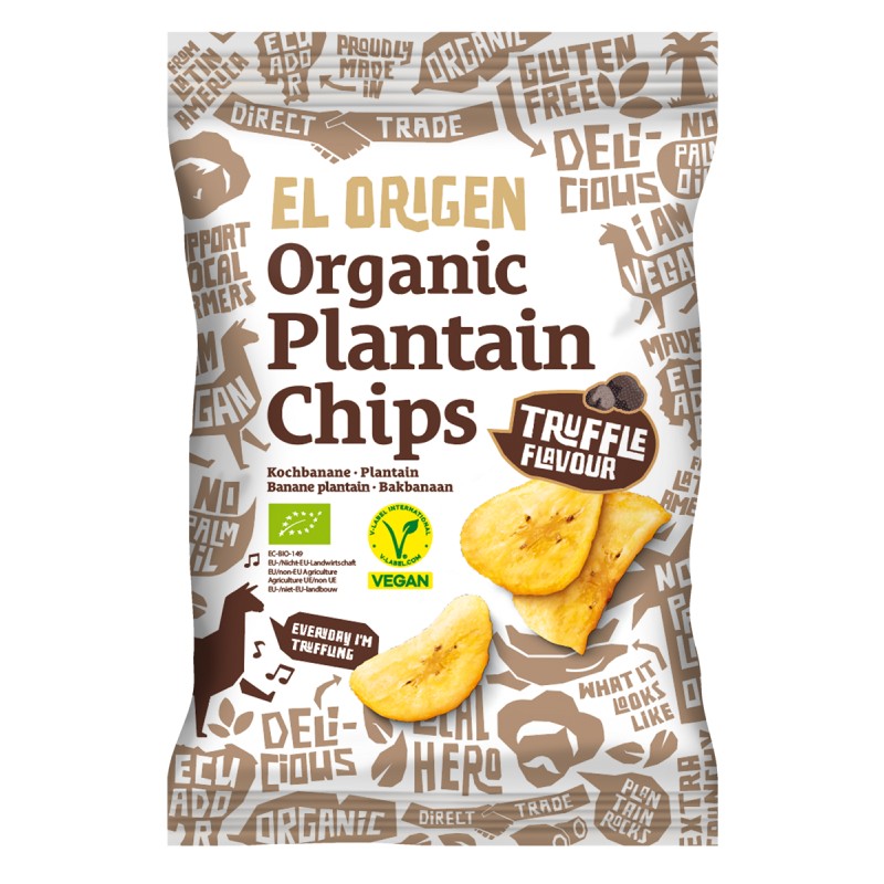 Chipsy z plantana o smaku trufli bezglutenowe BIO 80g EL ORIGEN
