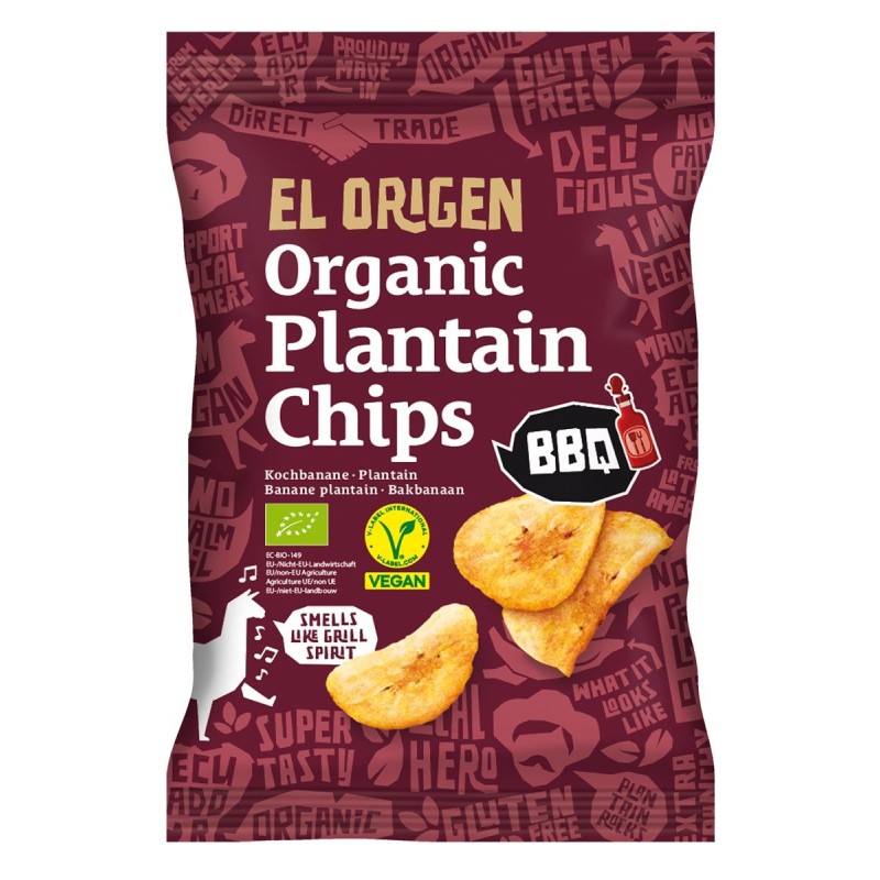 Chipsy z Plantana BBQ bezglutenowe BIO 80g EL ORIGEN