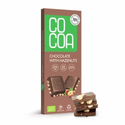 Czekolada z Orzechami Laskowymi 70 % Mniej Cukru BIO 40g Cocoa