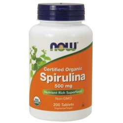 Spirulina Organiczna, 500mg 200 tabletek NOW Foods