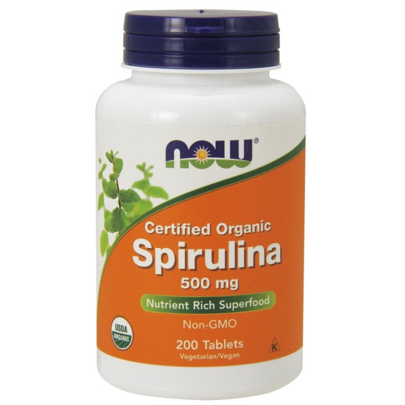 Spirulina Organic, 500mg 200 tablets NOW Foods