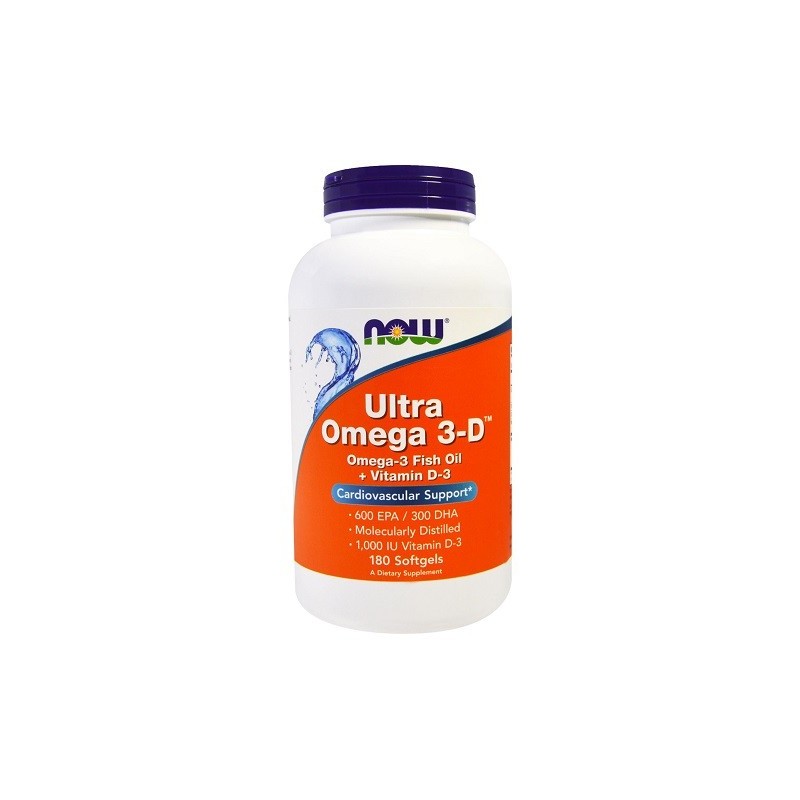 Ultra Omega 3-D with Vitamin D-3 180 softgels NOW Foods